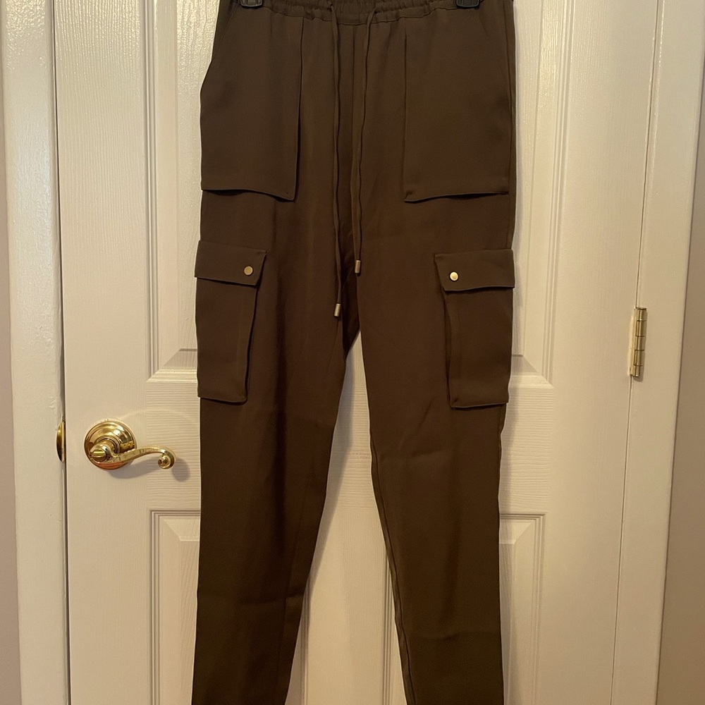*SOLD* Black and green polyester slacks